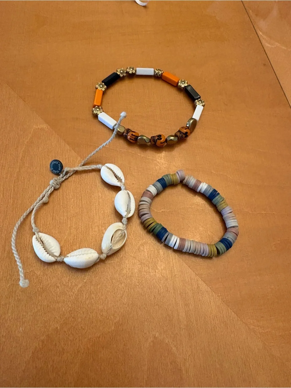 Set of 3 Boho Bracelets - Shell, Multicolor Disc, Halloween- Girls